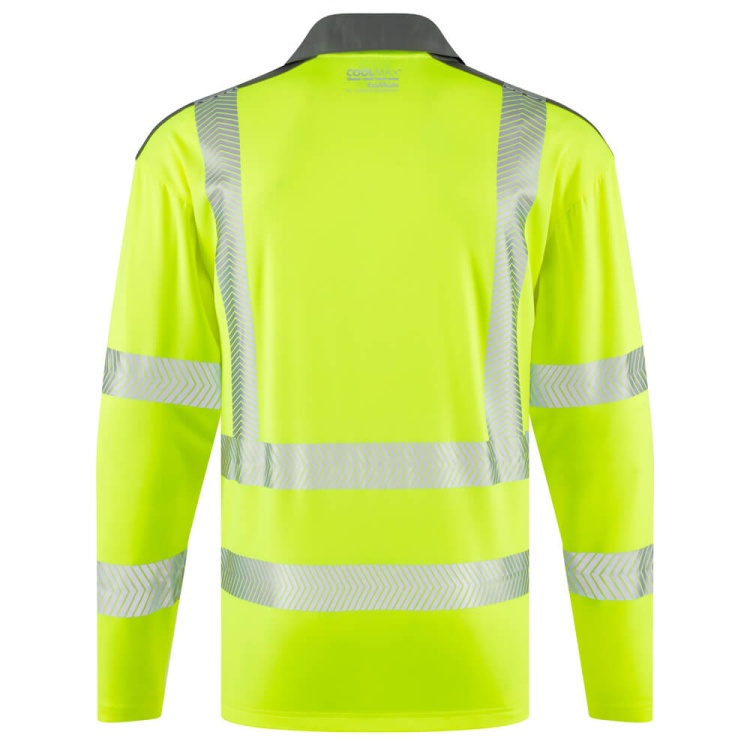 Leo Workwear P13-Y-LEO Georgeham EcoViz Coolmax High Performance Sleeved Polo Shirt Yellow